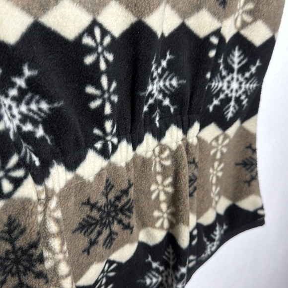Vintage Sierra Classics Large Snowflake Fleece Vest Tan Black White Full Zip L - Picture 5 of 6